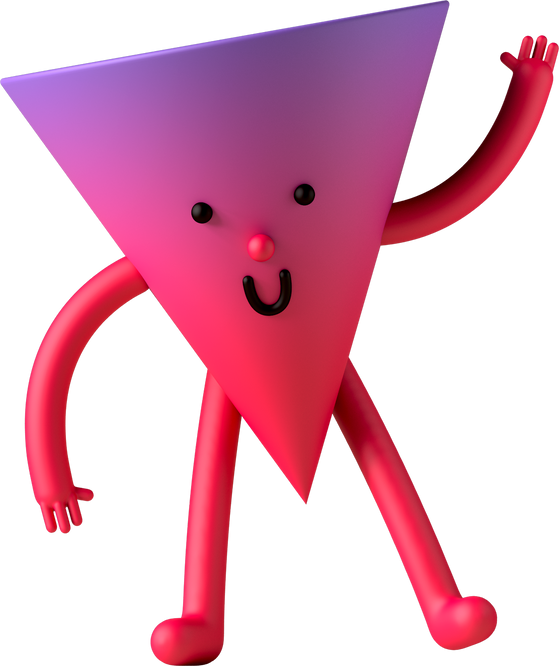 Triangular Happy 3d Character Illustration